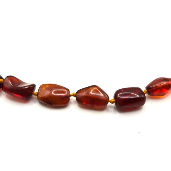 Vintage Genuine Baltic Amber Bead Necklace 40 w/ Rolled GOLD Clasp Signed Double - Picture 3 of 7
